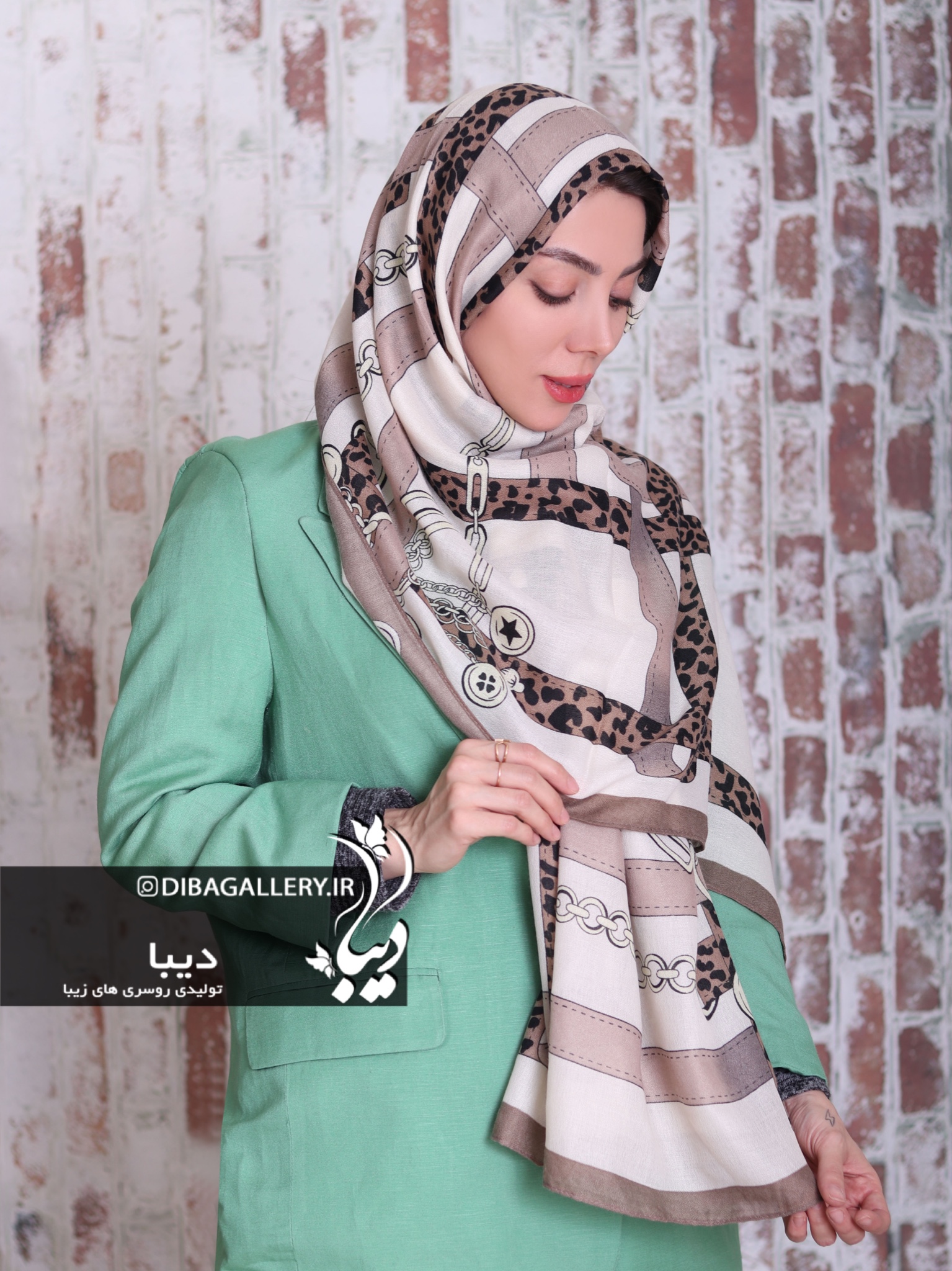 شال نخ پنبه وارداتی طرح زنجیردار 